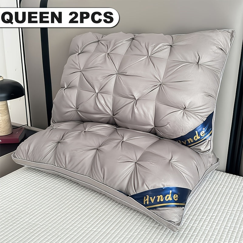 2 Pack Luxury Hotel Quality Bed Pillows Cooling Deep Sleep Neck Support Non-Collapse Hypoallergenic Polyester Fill for All Seasons Queen King Size in White Gray Pink Soft Texture Sleeping Pillow Gift