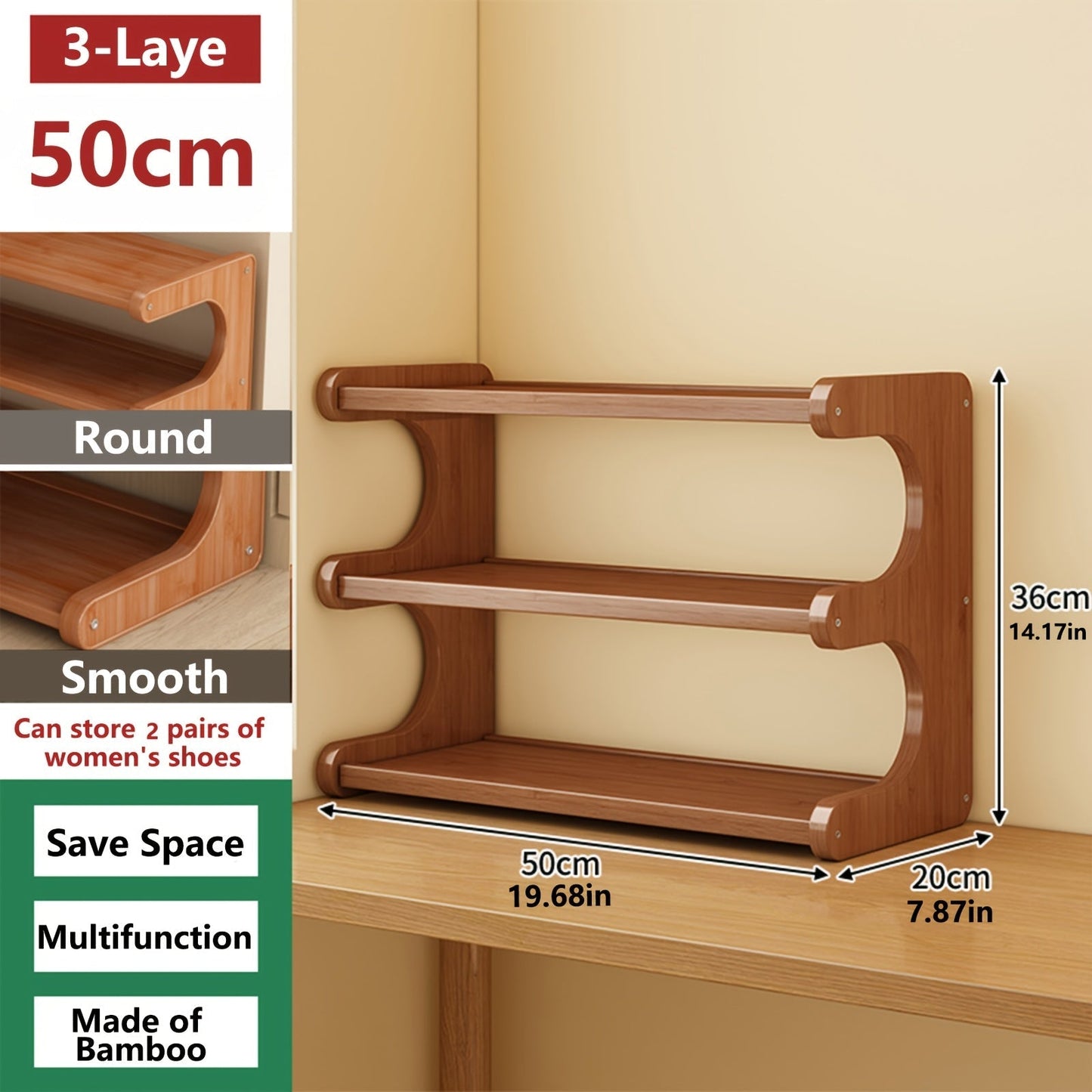 Shoe Rack 3/5/6 Tier Wood Grain Cube Organizer | Multi-Layer Space-Saving Shoe Storage Shelf | Easy No-Tool Assembly | Self-Standing Shoe Tower for Entryway Closet Dorm Bedroom | Brown