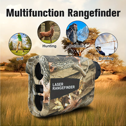Laser Rangefinder 1200 Yards – 6X Magnification, Rechargeable, Slope Compensation, Flagpole Lock, Speed & Altitude Measurement, Golf & Hunting Camo Design