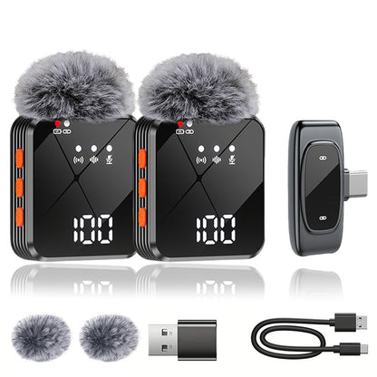 2-in-1 Wireless Lavalier Microphone USB-C with Intelligent Noise Cancellation, Omnidirectional Condenser Mic & Pom-Pom Windshield – Plug & Play Clip-On Lapel Mic for Live Streaming, Interviews, Vlogging & Content Creation on iPhone & Android