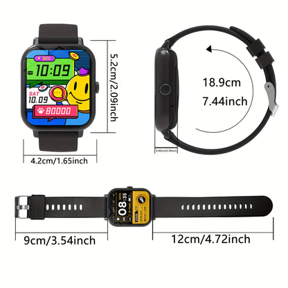 Smartwatch 1.83 Inch HD Screen Bluetooth Call Music Playback Sleep Monitor Step Calorie Fitness Tracker Sports Watch 3 Colors Gift
