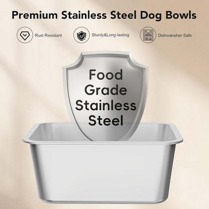7L Stainless Steel Dog Water Bowl Anti-Spill Splash-Proof Slow Feeder for Messy Drinkers Heavy Duty Indoor Outdoor Pet Bowl – Large Capacity