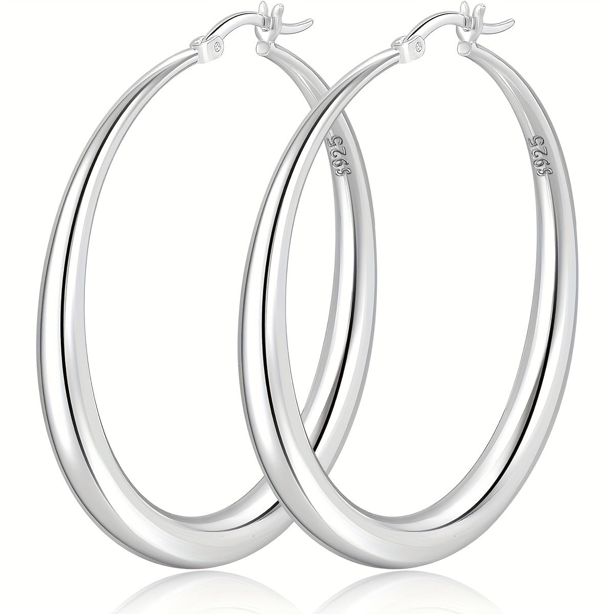 S925 Sterling Silver Large Hoop Earrings for Women – Hypoallergenic Lightweight Thick Hoops in Gold & Silver, Multiple Sizes 35mm 40mm 50mm 70mm, Elegant Everyday & Gift Jewelry
