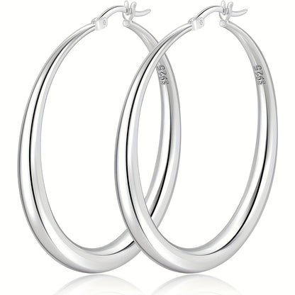 S925 Sterling Silver Large Hoop Earrings for Women – Hypoallergenic Lightweight Thick Hoops in Gold & Silver, Multiple Sizes 35mm 40mm 50mm 70mm, Elegant Everyday & Gift Jewelry