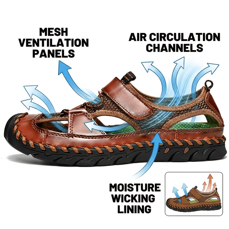Men's Closed Toe Fisherman Sandals – Handmade Breathable Water Shoes, Non-Slip Anti-Collision Outdoor Hiking Athletic Beach Sandals for Summer | Velora
