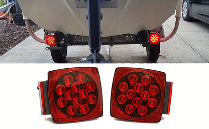 12V LED Trailer Lights Kit Stop Tail Turn Signal License Plate Light for Trailers Under 80" - Square Trailer Tail Lights for Boat Trailer Truck RV Camper Marine with Wiring Options