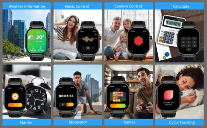 Smartwatch 2.1" HD Full Screen Display Bluetooth 5.3 with AI Voice Command, 400mAh Battery, Wireless Calls & SMS Alerts, 123+ Sports Modes, Music Playback & Social Sharing – Fashion Smart Watch for Men & Women