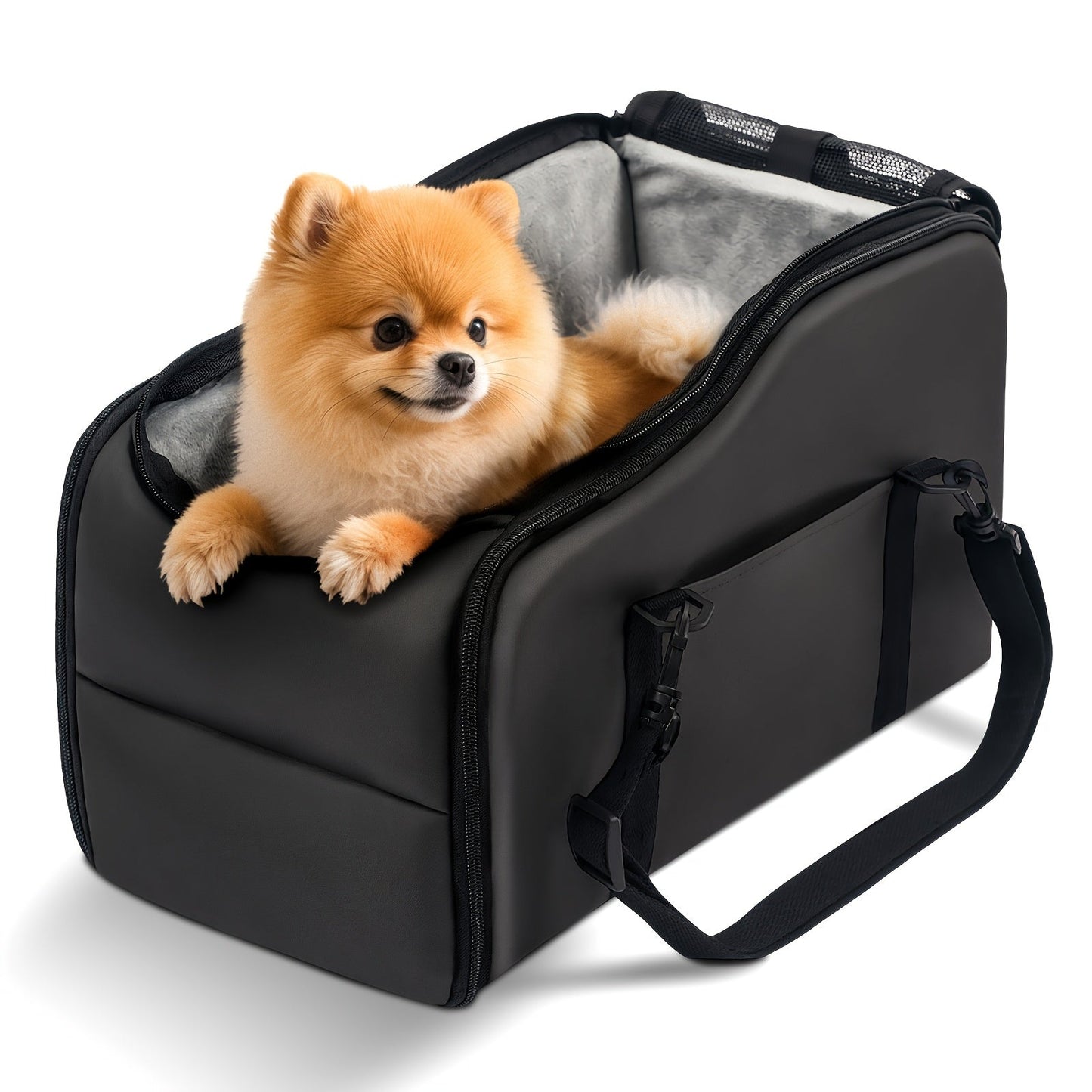 Pet Car Booster Seat with Safety Harness – Center Console Dog Car Carrier Nest for Small Dogs & Cats, Portable Travel Pet Bed, Easy-Clean Sturdy Construction, Multiple Colors