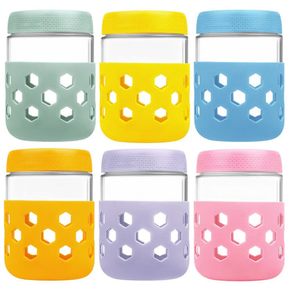 6-Pack 16oz Glass Mason Jars with Airtight Lids – Wide Mouth Overnight Oats Containers, Meal Prep Food Storage Jars for Yogurt, Salad, Snacks, Spice, Sugar – BPA-Free Kitchen Organizer Set