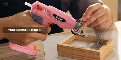 Cordless Hot Glue Gun USB Rechargeable with 25 Glue Sticks – 20 Second Fast Heating Anti-Drip Safety Design for DIY Crafts Home Repair Plush Toy Repair and Handmade Projects – Pink Grey Blue