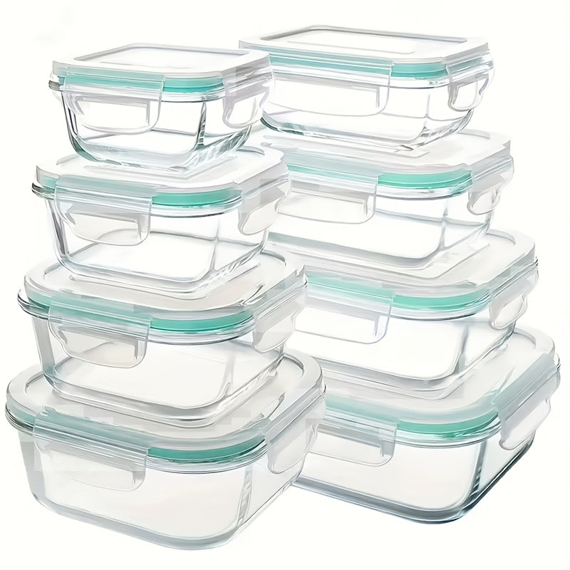 Airtight Glass Food Storage Containers 16-Piece Set – 8 Lids & 8 Containers, Microwave & Oven Safe, BPA-Free, Perfect for Meal Prep, Salads, Fruits, Vegetables, Sandwiches & Outdoor Picnic