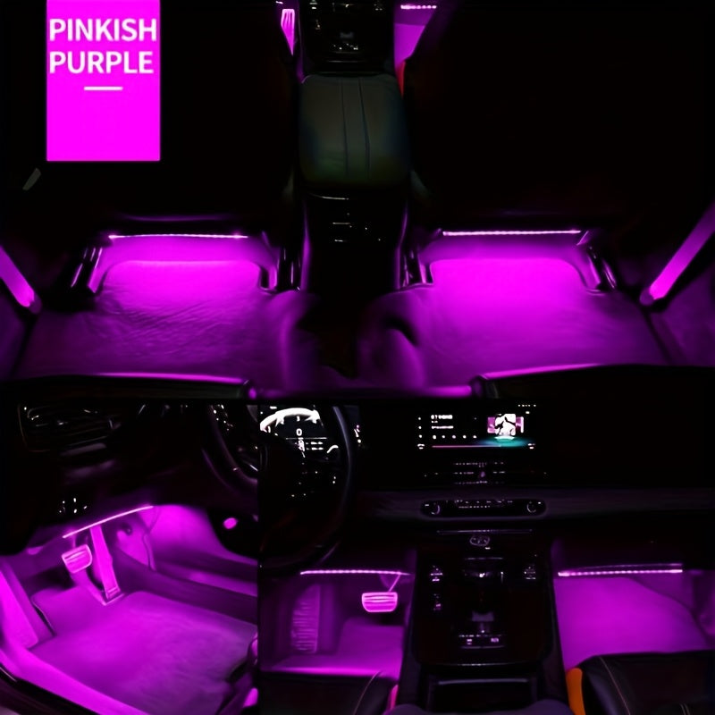 Music Sync LED Car Interior Lights – 4pcs USB Powered RGB Underfoot Ambient Lighting Kit with App & Remote Control, Colorful Atmosphere Lights for Car Truck SUV, No Battery Required