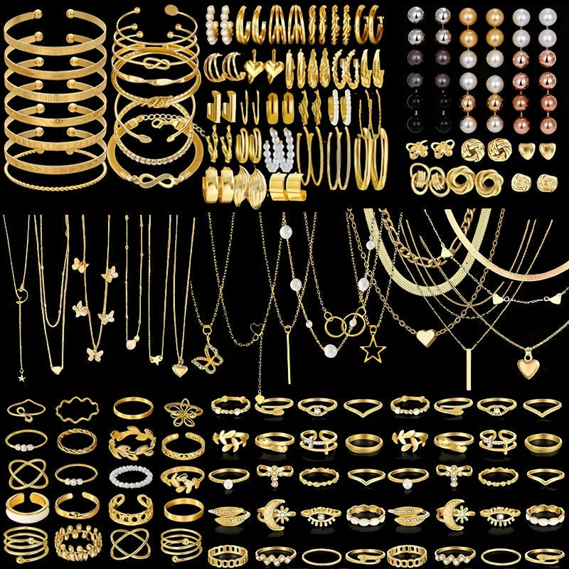 Boho Jewelry Set for Women 37-87 Pcs – Heart Twist Butterfly Earrings, Necklaces, Rings & Bangles, Minimalist Bohemian Style, Multi-Element Combo for Daily Holiday Vacation Wear