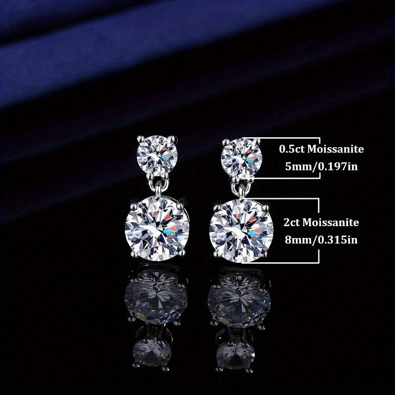 5 Carat Moissanite Stud Earrings for Women – 925 Sterling Silver Drop Earrings, Brilliant Luxury Fine Jewelry, Perfect Gift for Christmas, Valentine's Day & Special Occasions