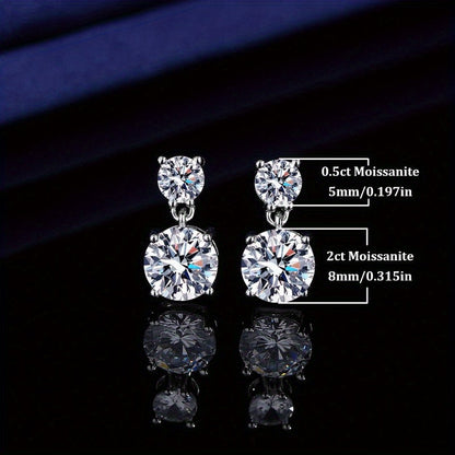 5 Carat Moissanite Stud Earrings for Women – 925 Sterling Silver Drop Earrings, Brilliant Luxury Fine Jewelry, Perfect Gift for Christmas, Valentine's Day & Special Occasions