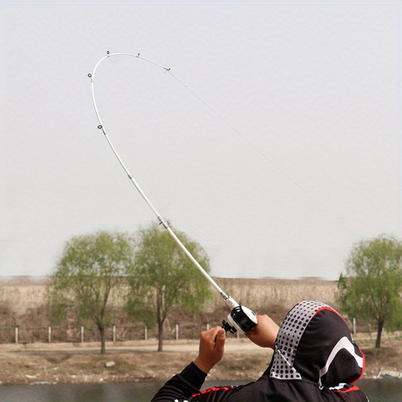 Carbon Fiber Fishing Rod Casting & Spinning Fast Action Sensitive Tip EVA Grip for Freshwater Saltwater Bass Fishing – 165cm 180cm 210cm, Lightweight High-Power White Fishing Pole