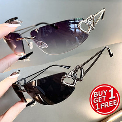 2 Pairs Y2K Retro Rimless Mercury Tinted Sunglasses for Couples – Aesthetic Gradient Lens Matching Glasses for Daily Wear, Photoshoots, Festivals & Gifting in 6 Color Combos