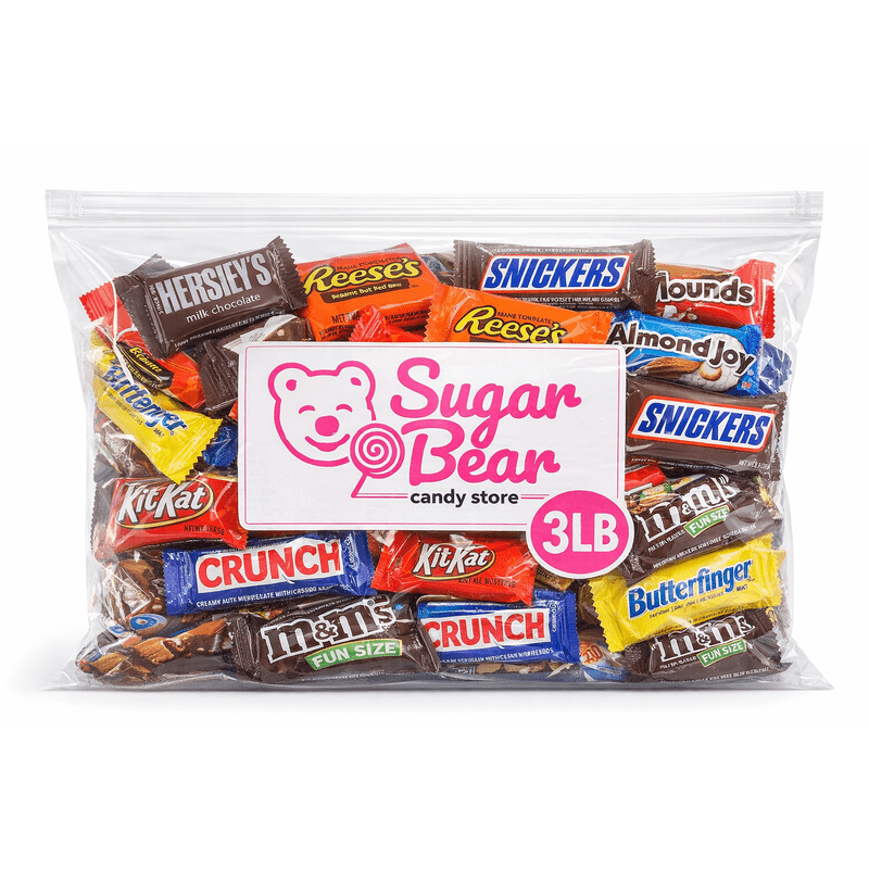 Bulk Assorted Chocolate Candy Mix Fun Size Individually Wrapped - Milk Chocolate Caramel Peanut Butter Variety Party Bag 1 lb 3 lb 6 lb