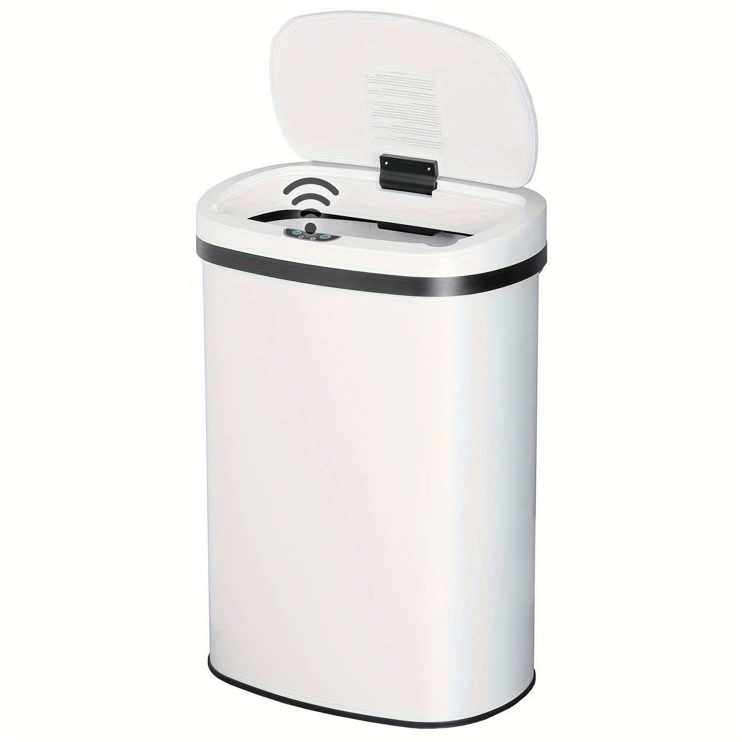 13 Gallon Touchless Trash Can 50L Automatic Motion Sensor Lid | Stainless Steel & Plastic Kitchen Waste Bin | Soft Close Hands-Free Garbage Can | Kitchen Office Bedroom | Black White Red Pink