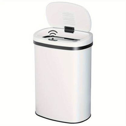 13 Gallon Touchless Trash Can 50L Automatic Motion Sensor Lid | Stainless Steel & Plastic Kitchen Waste Bin | Soft Close Hands-Free Garbage Can | Kitchen Office Bedroom | Black White Red Pink