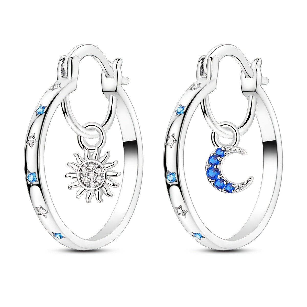 925 Sterling Silver Large Sun Design CZ Hoop Earrings for Women – Hypoallergenic Sparkling Cubic Zirconia Luxury Hoop Earrings, Elegant Statement Jewelry for Daily Wear & Party