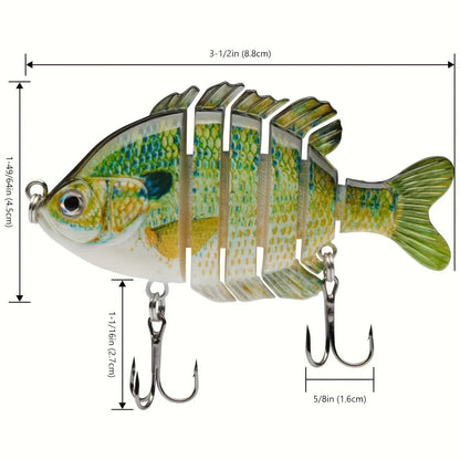 Fishing Lures 4-Pack Multi-Joint Swimbait – Realistic Hard Topwater Perch Bait with Treble Hooks, 3.5 Inch / 0.85oz, Lifelike Bluegill & Panfish Lures for Freshwater & Saltwater Bass Fishing