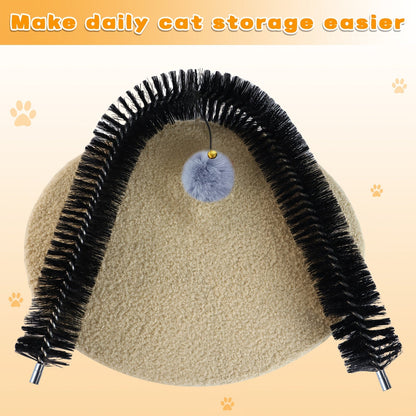Cat Arch Self-Groomer Toy with Scratching Pad – Interactive Massage Brush for Indoor Cats, Shedding Relief & Stress Relief Grooming Arch