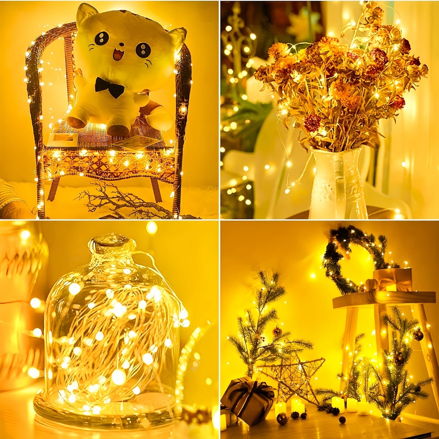 LED Fairy Lights Battery Operated 30/100 Pack – 6.5ft 20 LED Silver Wire Firefly String Lights for Wedding, Christmas, Halloween, Bedroom, Party Table Centerpieces & DIY Crafts Decor