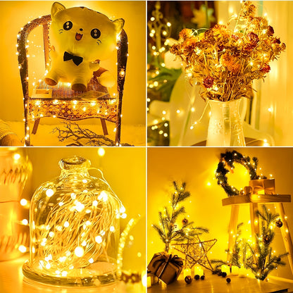 LED Fairy Lights Battery Operated 30/100 Pack – 6.5ft 20 LED Silver Wire Firefly String Lights for Wedding, Christmas, Halloween, Bedroom, Party Table Centerpieces & DIY Crafts Decor