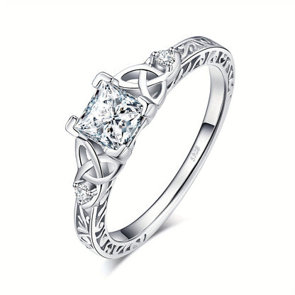 Princess Cut CZ Engagement Ring 925 Sterling Silver Platinum Plated – Cubic Zirconia Bridal Band Women Sizes 4-12, Silver Yellow Rose Gold, Wedding Promise Ring Gift Box