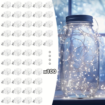 LED Fairy Lights Battery Operated 30/100 Pack – 6.5ft 20 LED Silver Wire Firefly String Lights for Wedding, Christmas, Halloween, Bedroom, Party Table Centerpieces & DIY Crafts Decor