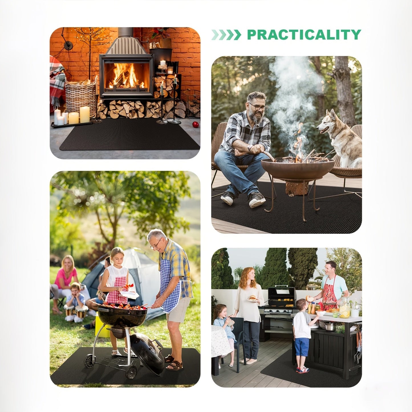 BBQ Grill Mat & Fire Pit Pad – Double-Sided Fireproof Heat-Resistant Deck Protector, Waterproof & Oil-Proof, Easy to Clean, 7 Sizes for Outdoor Grills, Fireplaces, Fire Pits & Smokers