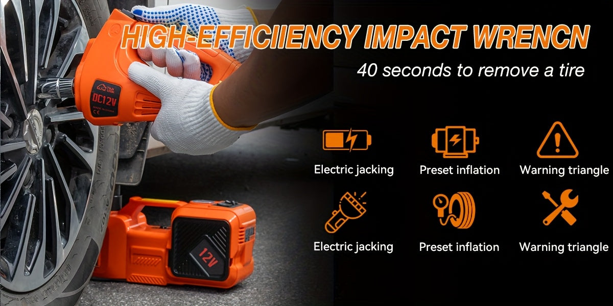 5 Ton Electric Hydraulic Car Jack with Built-in Air Pump - Portable Car Lift for SUV MPV Truck Tire Replacement & Garage Maintenance, Optional Electric Impact Wrench, Emergency Roadside Tool