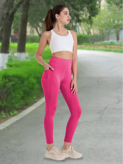 Women's High Waist Compression Leggings 3-Pack with Pockets 230g Breathable Tights for Yoga Fitness Sports Daily Wear – All Seasons Multi-Color Shapewear S-XXL