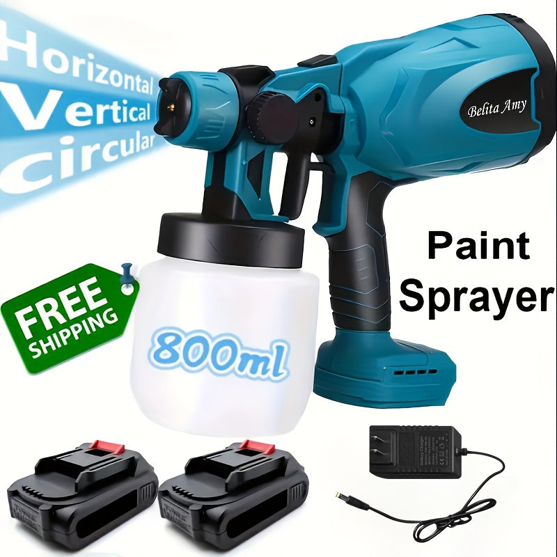 HVLP Electric Paint Sprayer Gun – Airless Spray Gun with 3 Patterns, 27oz Container, Easy Clean for House, Furniture, Cabinets, Fence, Walls, Cars & DIY Projects