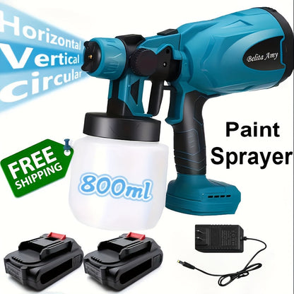 HVLP Electric Paint Sprayer Gun – Airless Spray Gun with 3 Patterns, 27oz Container, Easy Clean for House, Furniture, Cabinets, Fence, Walls, Cars & DIY Projects