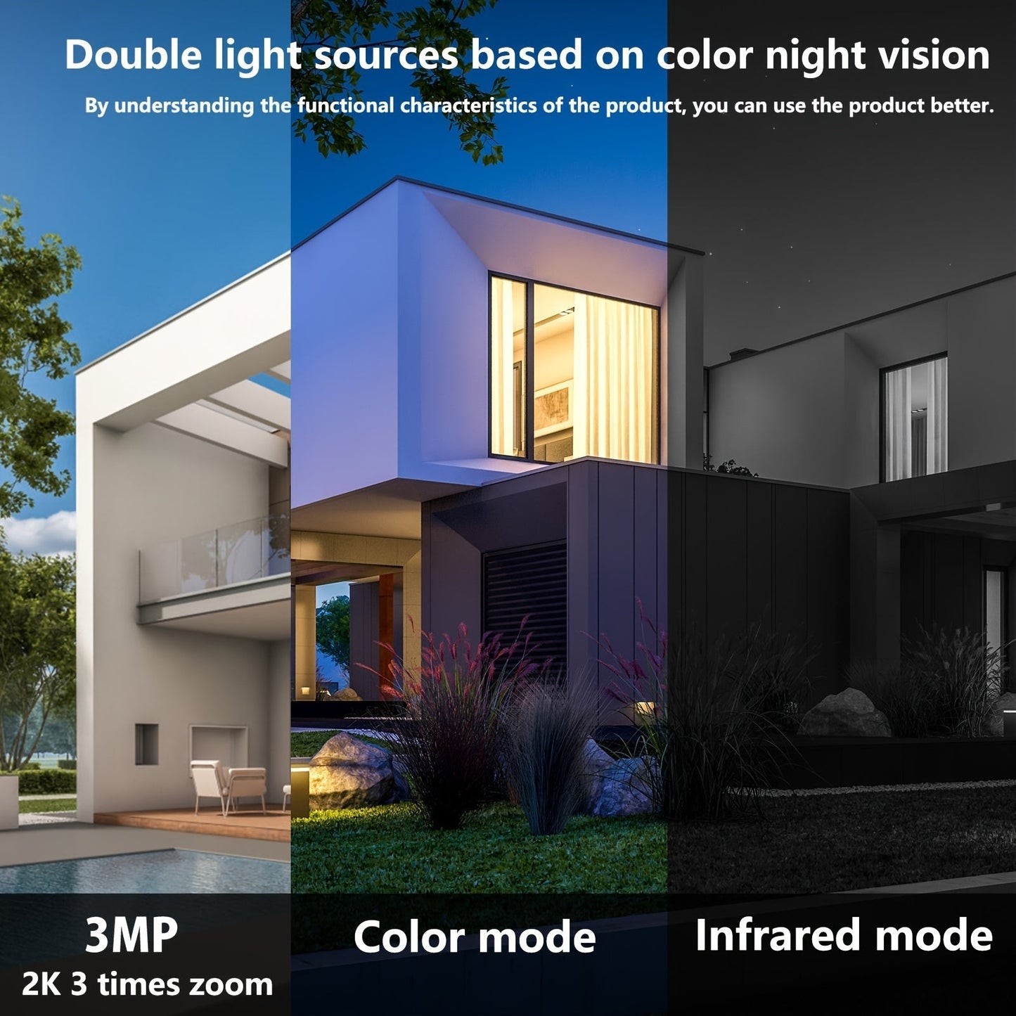 Solar Powered Outdoor Security Camera 2K 3MP – Wireless WiFi CCTV with AI Motion Detection, Color Night Vision, Spotlight, 2-Way Audio, IP66 Waterproof, No Monthly Fee, Cloud & SD Storage, Battery Powered