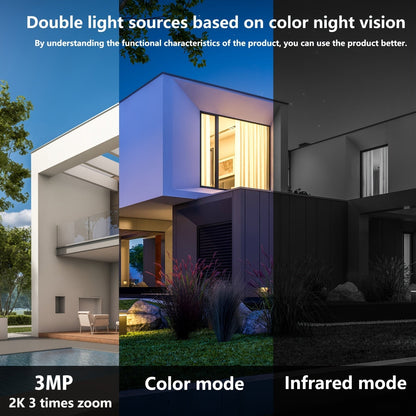 Solar Powered Outdoor Security Camera 2K 3MP – Wireless WiFi CCTV with AI Motion Detection, Color Night Vision, Spotlight, 2-Way Audio, IP66 Waterproof, No Monthly Fee, Cloud & SD Storage, Battery Powered