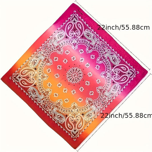 12pcs Tie-Dye Paisley Headbands Bulk Set – Vibrant Gradient Colors Boho Hip-Hop Retro Style Unisex Hair Scarves, Decorative Stitching Headscarves for Women Men Teens Festivals Outdoor Daily Wear