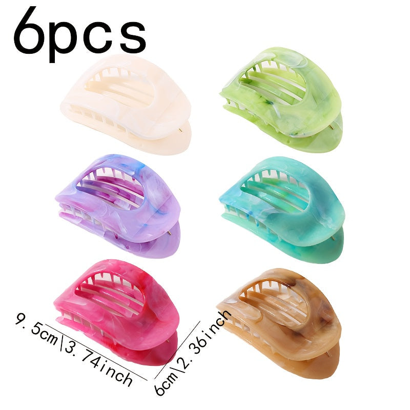 Oversized Shark Claw Hair Clips Set 5/6 Pcs – Non-Slip Extra-Large Flat Claw Clips for Thick Hair, Beach, Party & Everyday Wear, Vibrant Colors