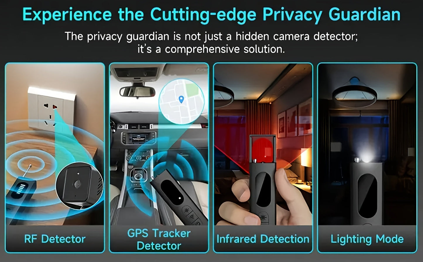 Hidden Camera Detector Anti Spy RF Signal Scanner – Bug Detector, GPS Tracker & Listening Device Finder, Portable Rechargeable Multi-Function Security Sweeper for Travel, Hotel, Home, Office, Car