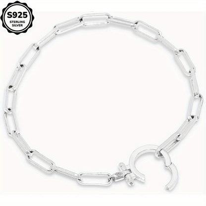 925 Sterling Silver Parker Link Bracelet for Women - Paper Clip Chain Iconic Buckle Elegant Luxury Boho Bracelet Gift for Wife Mom Friend - Valentine's Day Christmas Birthday