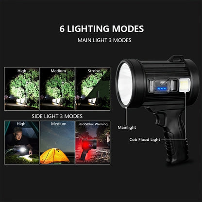 LED Rechargeable Flashlight 6 Modes 3 Color Filters USB & Solar Charging IPX4 Waterproof Tactical Flashlight for Camping Hiking Hunting Boating – Christmas & Holiday Gift