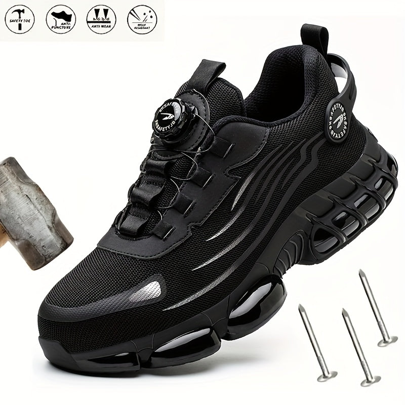 Steel Toe Work Shoes for Men Slip Resistant Safety Boots Breathable Composite Toe Sneakers Abrasion Resistant Construction Work Boots Black Dark Gray US 6-11