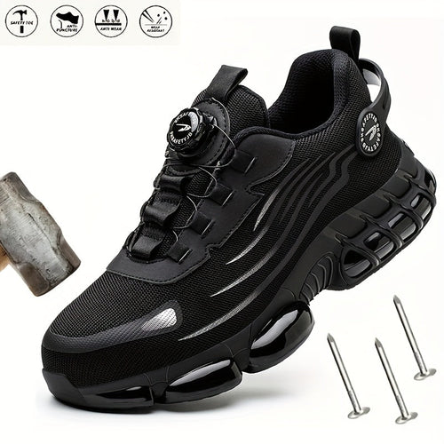 Steel Toe Work Shoes for Men Slip Resistant Safety Boots Breathable Composite Toe Sneakers Abrasion Resistant Construction Work Boots Black Dark Gray US 6-11