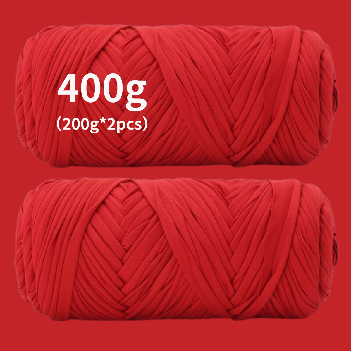 T-Shirt Fabric Yarn 400g (2 x 200g) Chunky Cotton Blend in 49 Colors – Soft Thick Yarn for Crochet Baskets, Bags, Rugs, Macrame & Knitting Projects – Beginner-Friendly Craft Yarn