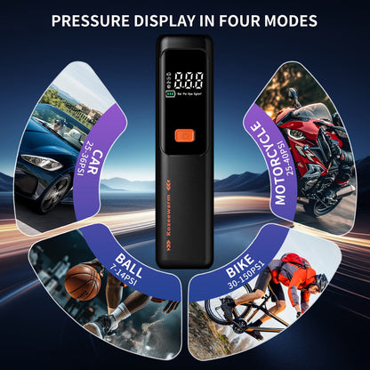 Cordless Tire Inflator Portable Air Compressor with Digital Pressure Gauge, USB Rechargeable, 3X Fast Inflation for Car, SUV, Truck, Bike, Motorcycle, Ball & Sports Equipment – Compact Auto Air Pump