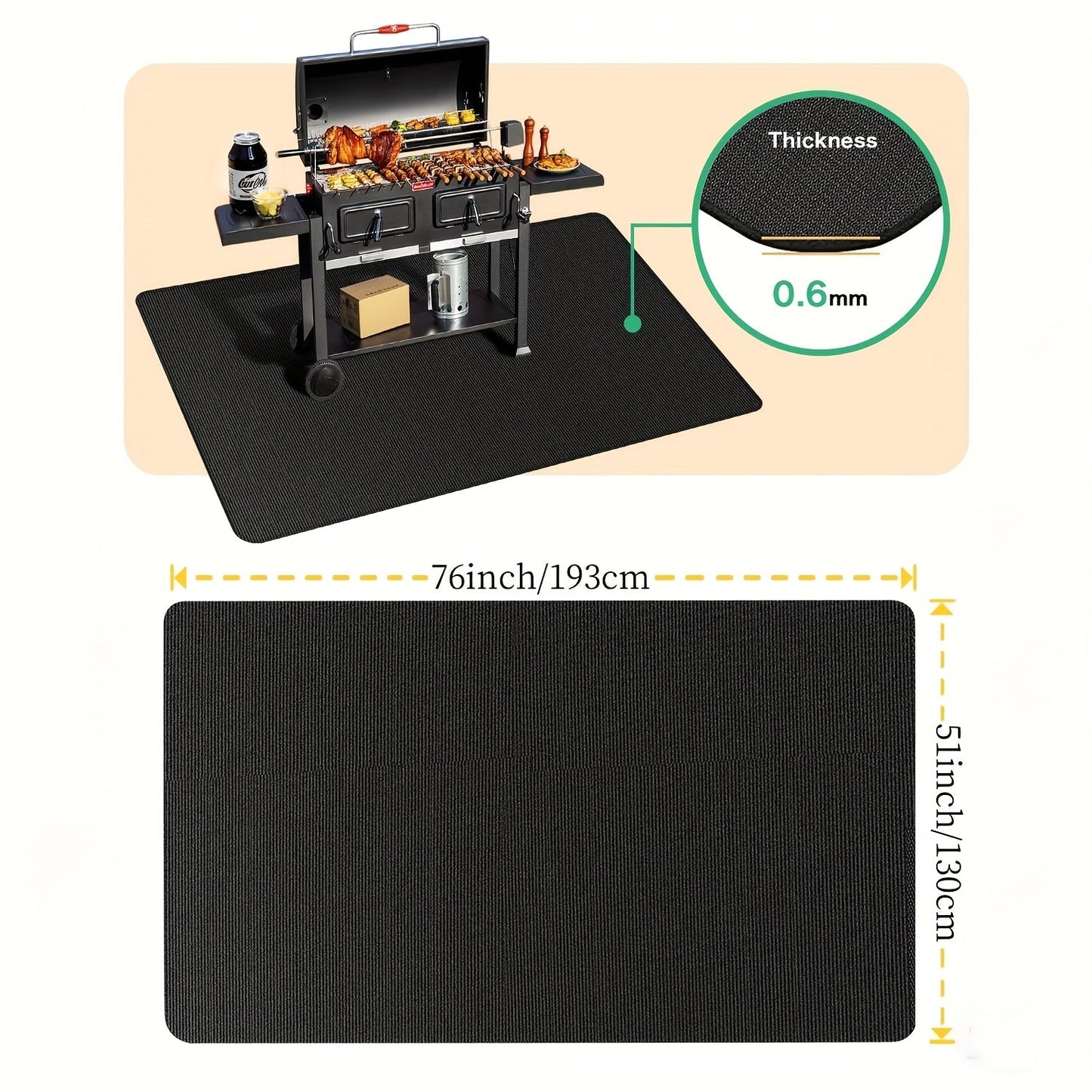 BBQ Grill Mat & Fire Pit Pad – Double-Sided Fireproof Heat-Resistant Deck Protector, Waterproof & Oil-Proof, Easy to Clean, 7 Sizes for Outdoor Grills, Fireplaces, Fire Pits & Smokers