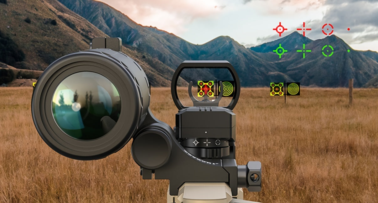 33mm Red Green Dot Sight – 4 Reticle Modes, 5 Brightness Settings, Parallax-Free Ultralight Rail Mount Scope for Rifles Shotguns Carbines, Hunting Target Shooting Tactical Use, CR2032 Battery Included
