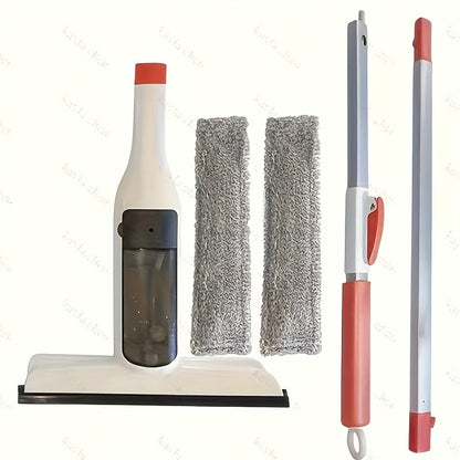 3-in-1 Glass Cleaning Kit with Durable Metal Pole Squeegee and Scraper for High Windows Shower Doors Car Windshields – Streak-Free Home Cleaning Tool